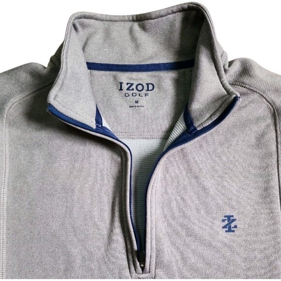 Izod Golf Sweater Mens Size M Medium Gray 1/4 Zip Athletic Sporty Perdormance - Picture 3 of 4